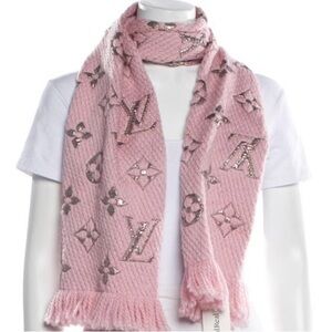 Louis Vuitton Pink Wool Logomania Shine Scarf